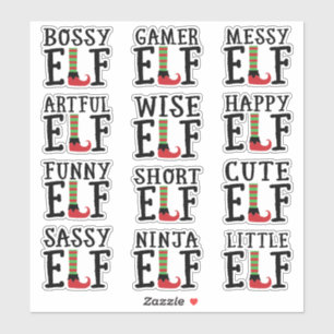 Sticker Elf Humour   Caractéristiques rouges et vertes Fav