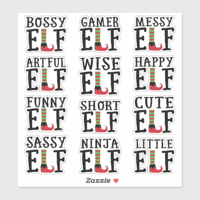 Sticker Elf Humour | Caractéristiques rouges et vertes Fav (Feuille)