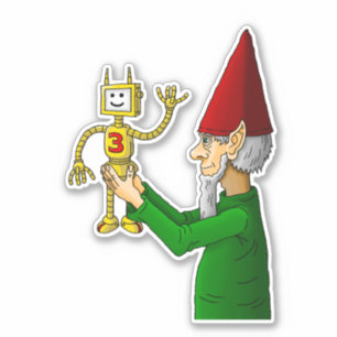 Sticker Elfe et robot de l'atelier du Père Noël Autocollan