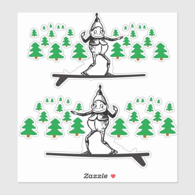 Sticker Elfe sur la planche de surf Thunder_Cove (Feuille)