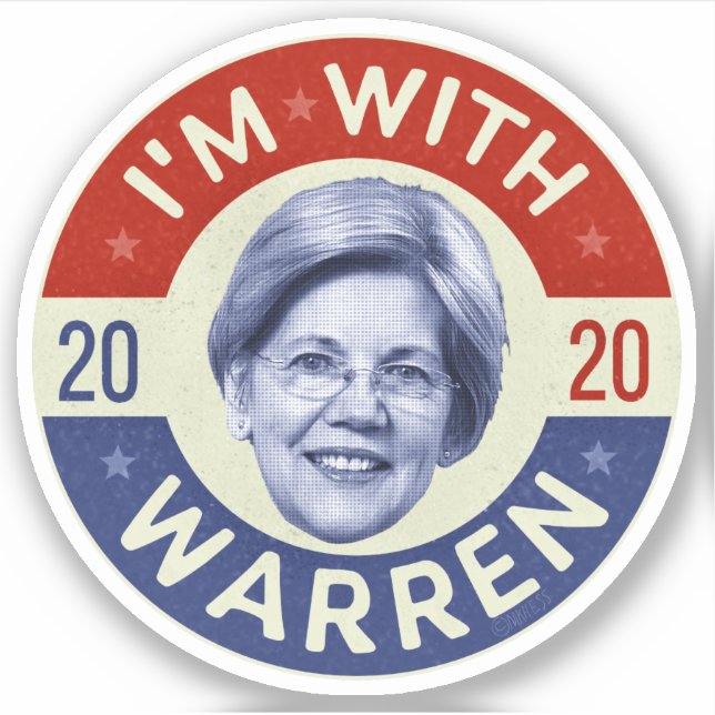 Sticker Elizabeth Warren Présidente 2020 Démocrate Pic Ret (Devant)