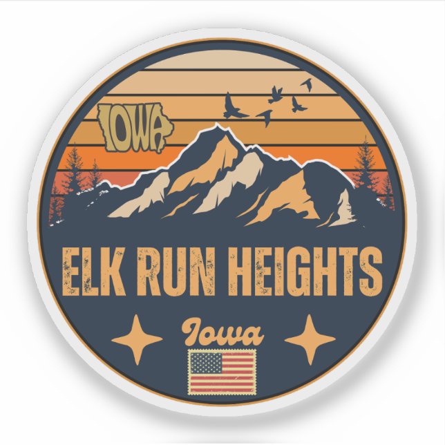 Sticker Elk Run Heights, Iowa, États-Unis (Devant)