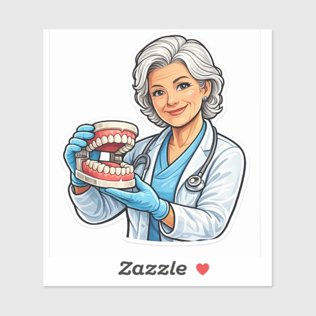 Sticker elle corrige les sourires cadeau de dentiste (Feuille)