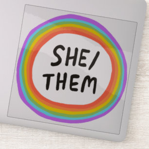 Sticker ELLE/EUX Pronounounounounounouns Rainbow Circle Ha