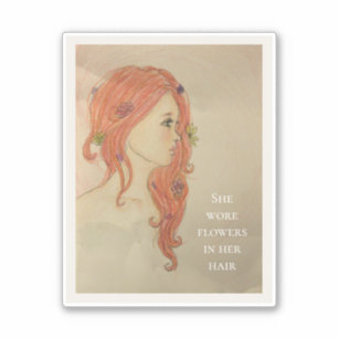 Sticker Elle portait des fleurs dans les cheveux
