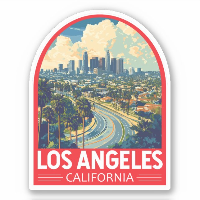 Sticker Emblem de Los Angeles California Travel Art (Devant)