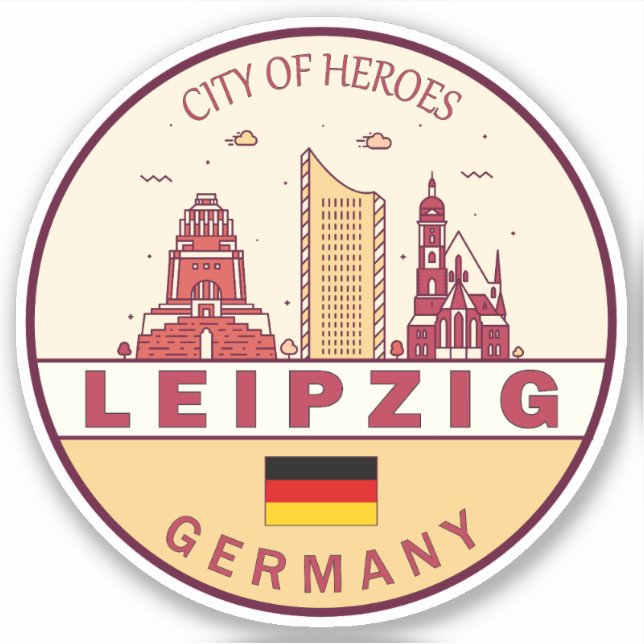 Sticker Emblem Leipzig Allemagne City Skyline (Devant)