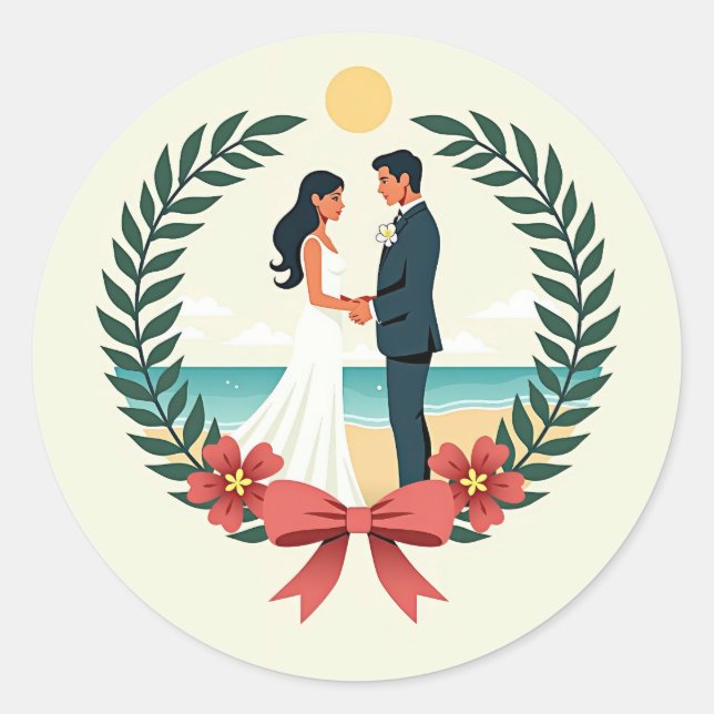 Sticker Emblem Mariage Plage (Devant)