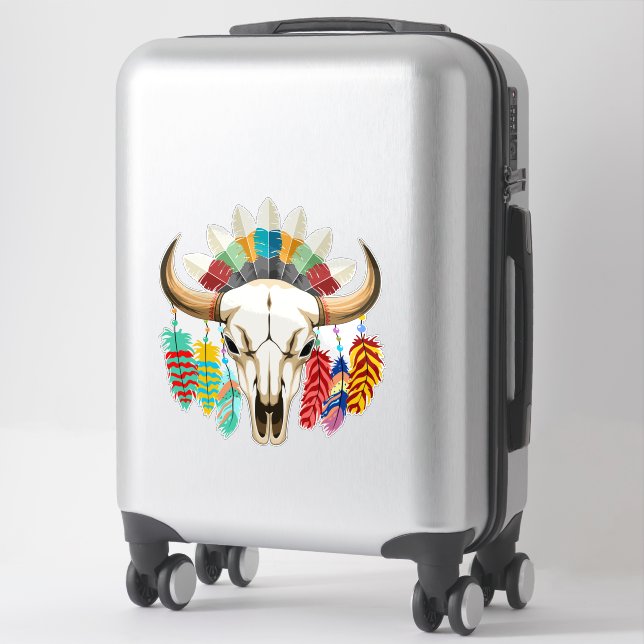 Sticker Emblème amérindien de crâne de buffle (Sur valise)