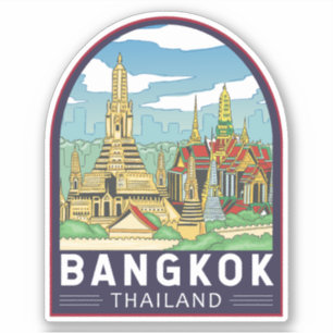 Sticker Emblème Bangkok Thaïlande Travel Retro