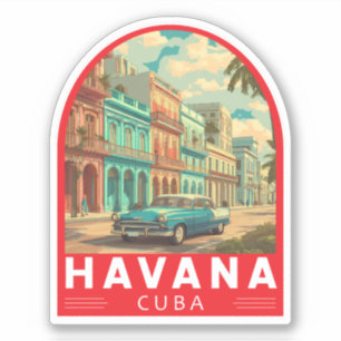 Sticker Emblème d'art de voyage à La Havane Cuba