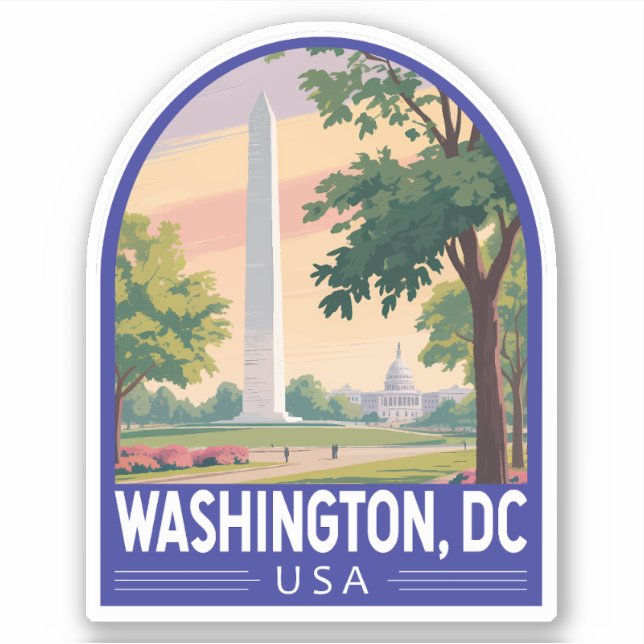 Sticker Emblème d'art de voyage à Washington DC (Devant)