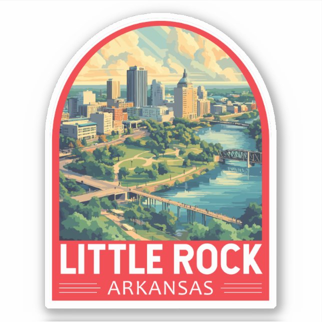 Sticker Emblème d'art de voyage de Little Rock Arkansas (Devant)