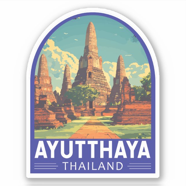 Sticker Emblème d'Art Voyage Ayutthaya Thaïlande (Devant)