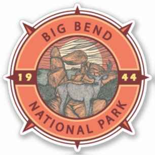 Sticker Emblème de compas rétro du parc national Big Bend