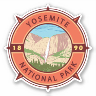 Sticker Emblème de compass rétro du parc national Yosemite