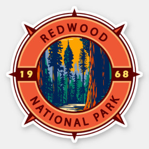Sticker Emblème de la boussole rétro du parc national Redw