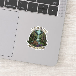 Sticker Emblème de la forêt et des cascades de l'Oregon, É