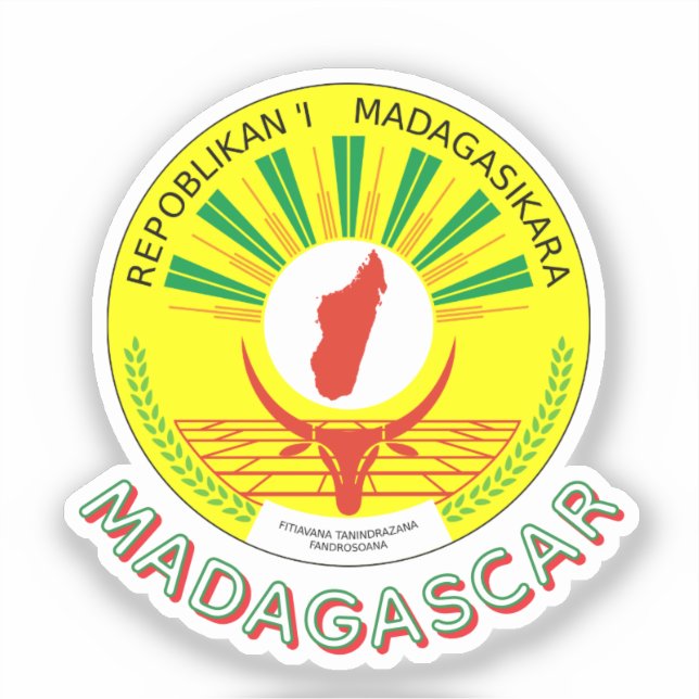 Sticker Emblème de Madagascar avec détail du drapeau (Recto)