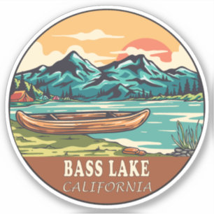 Sticker Emblème de pêche nautique de Bass Lake California