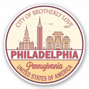 Sticker Emblème de Philadelphie Pennsylvania City Skyline