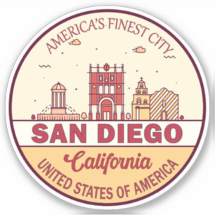 Sticker Emblème de San Diego California City Skyline