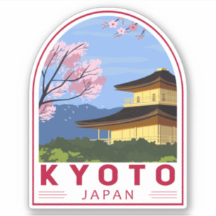 Sticker Emblème de voyage rétros de Kyoto Japon