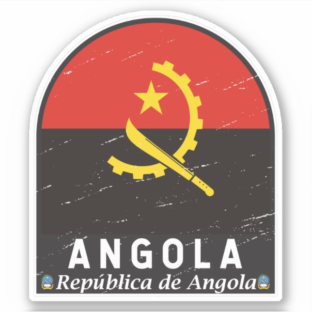 Sticker Emblème du drapeau angolais Vintage (Devant)
