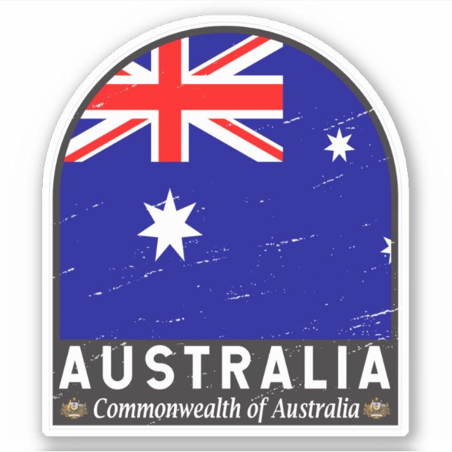 Sticker Emblème du drapeau australien Vintage (Devant)