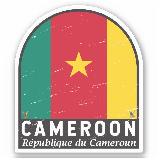 Sticker Emblème du drapeau camerounais Vintage (Devant)