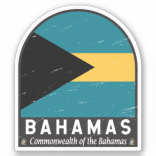 Sticker Emblème du drapeau des Bahamas Vintage