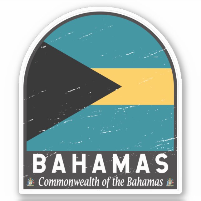 Sticker Emblème du drapeau des Bahamas Vintage (Devant)