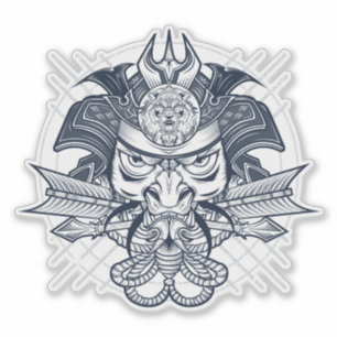 Sticker Emblème japonais Lion Samurai