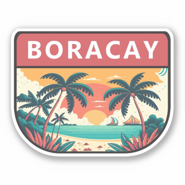Sticker Emblème rétro de Boracay Philippines (Devant)