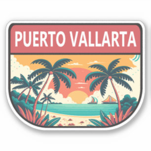 Sticker Emblème rétro de Puerto Vallarta Mexique