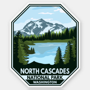 Sticker Emblème rétro minimal du Parc national des Cascade