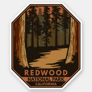 Sticker Emblème rétro minimal du parc national Redwood