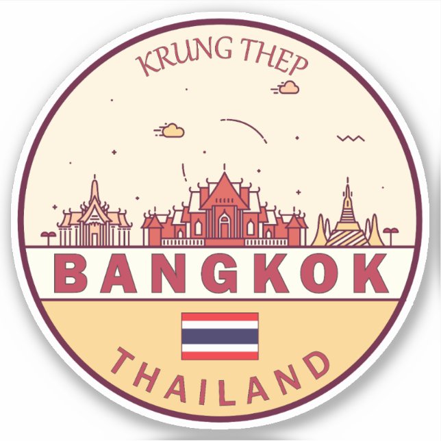 Sticker Emblème Skyline de Bangkok Thaïlande (Devant)