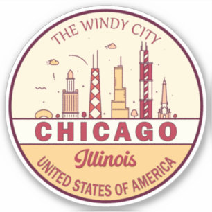 Sticker Emblème Skyline de Chicago Illinois City