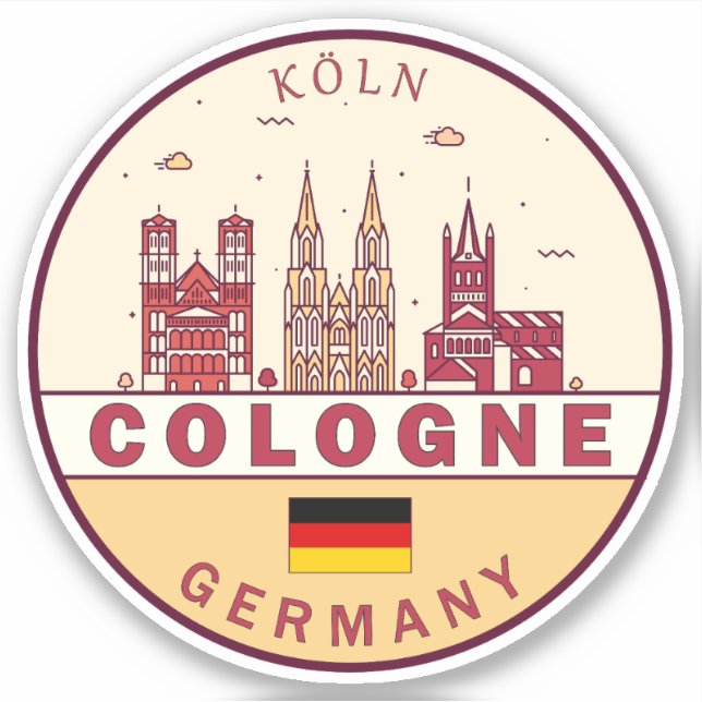 Sticker Emblème Skyline de Cologne Allemagne (Devant)