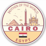 Sticker Emblème Skyline de la ville du Caire<br><div class="desc">Design d'art minimaliste et coloré du Caire avec monuments et monuments de la ville en Egypte.</div>