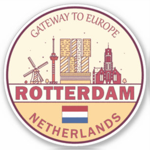 Sticker Emblème Skyline de Rotterdam Pays-Bas City