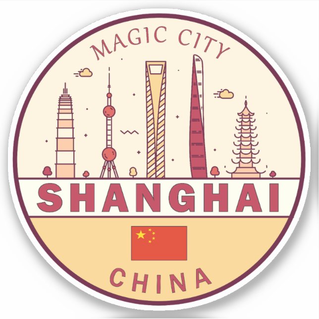 Sticker Emblème Skyline de Shanghai Chine (Devant)