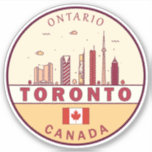 Sticker Emblème Skyline de Toronto Canada<br><div class="desc">Design minimaliste et coloré de Toronto,  avec monuments et monuments de la ville au Canada.</div>