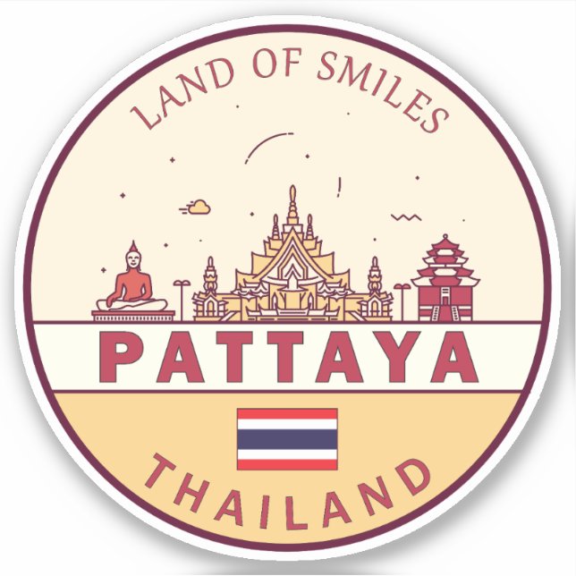 Sticker Emblème Skyline Pattaya Thaïlande City (Devant)