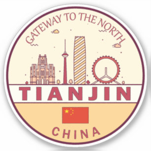 Sticker Emblème Tianjin China City Skyline