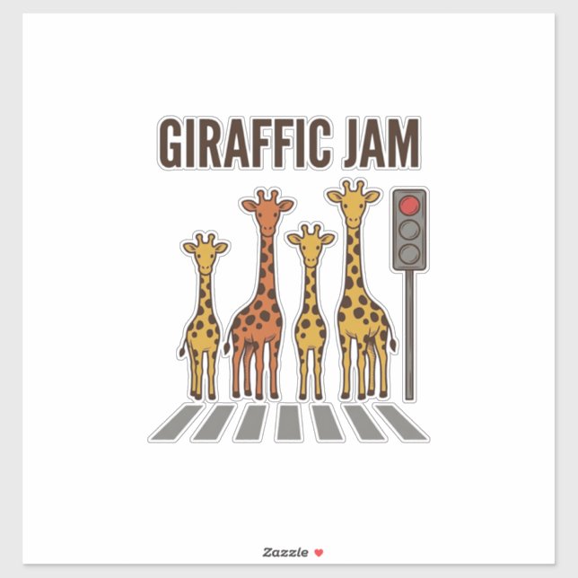 Sticker Embouteillage giraffic Drôle de girafe traversant  (Feuille)