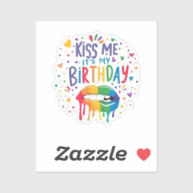 Sticker Embrasse-moi c'est mon anniversaire (Feuille)