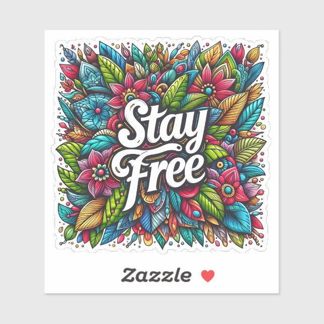 Sticker Embrasser la liberté dans des designs floraux dyna (Feuille)