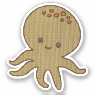 Sticker Embroderie de caricature octopus mignonne Imprimer
